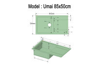 Granitspüle Umai - 85x50cm Grau (B-Ware)