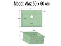 Granitspüle Alaz - 50x60cm Grau (B-Ware)